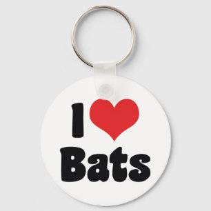 I Love Heart Bats Key Ring