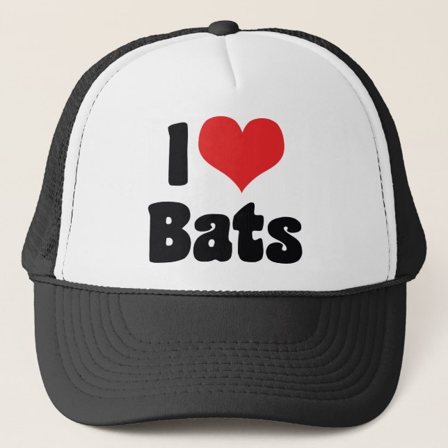 I Love Heart Bats Trucker Hat (Front)