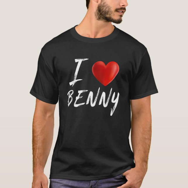 I Love Heart BENNY Family Name T Shirt (Front)