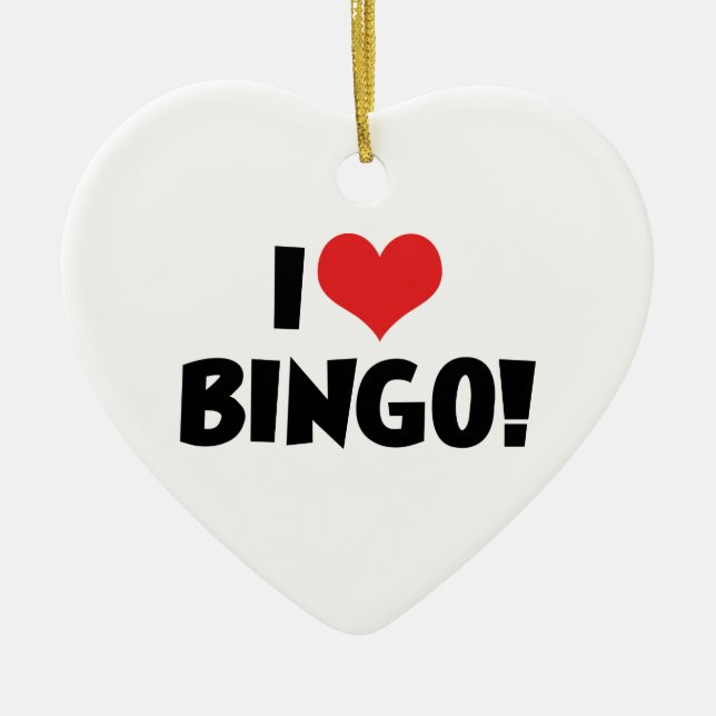 I Love Heart Bingo! - Bingo Lovers Ceramic Tree Decoration (Front)