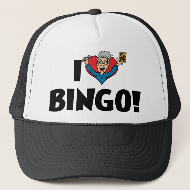 I Love Heart Bingo! - Bingo Lovers Trucker Hat (Front)
