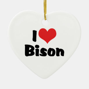 I Love Heart Bison Ceramic Tree Decoration