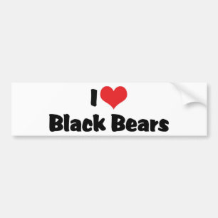 I Love Heart Black Bears Bumper Sticker