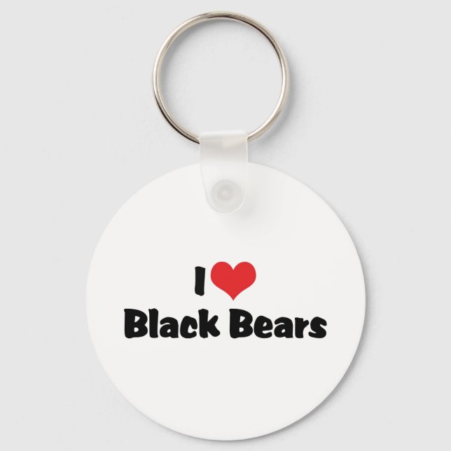 I Love Heart Black Bears Key Ring (Front)