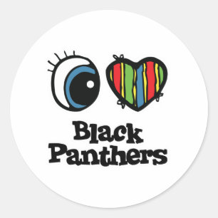 I Love (Heart) Black panthers Classic Round Sticker