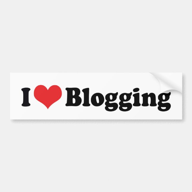I Love Heart Blogging Bumper Sticker (Front)
