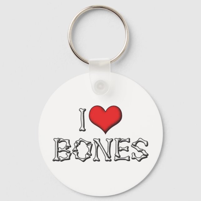 I Love Heart Bones - Chiropractor Archaeology Key Ring (Front)
