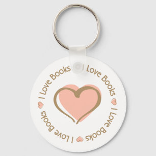 I Love Heart Books Key Ring