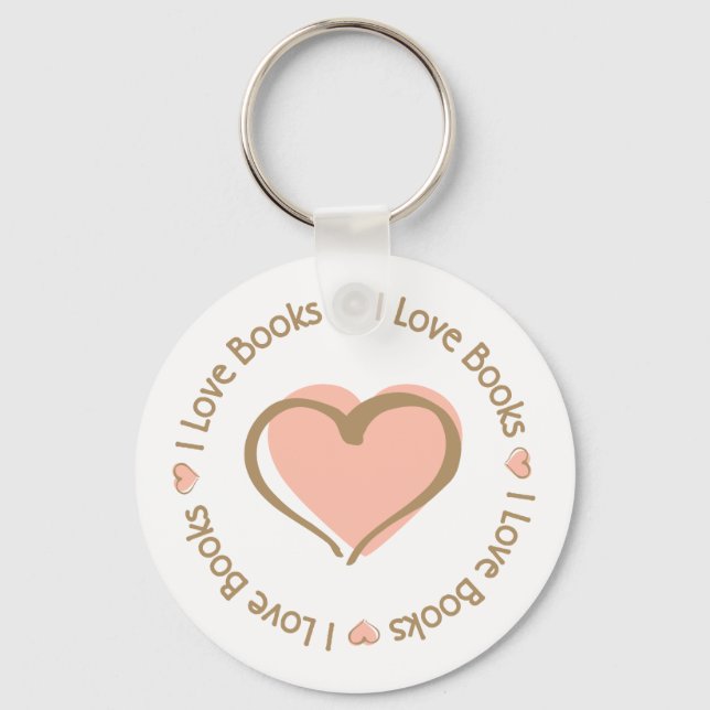 I Love Heart Books Key Ring (Front)