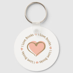 I Love Heart Books Key Ring