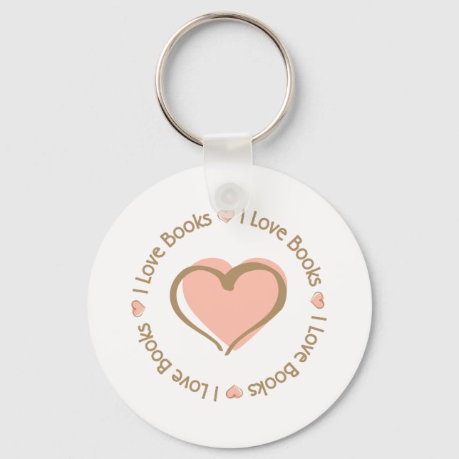 I Love Heart Books Key Ring (Front)