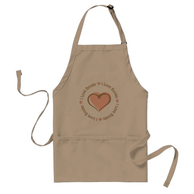 I Love Heart Books Standard Apron (Front)