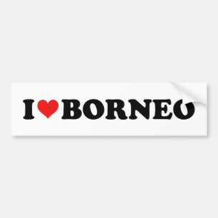 I Love Heart Borneo Travel Souvenir Bumper Sticker