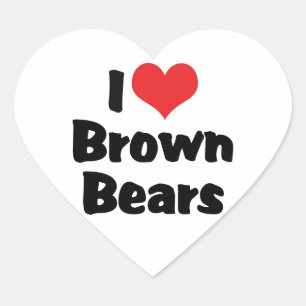 I Love Heart Brown Bears Sticker