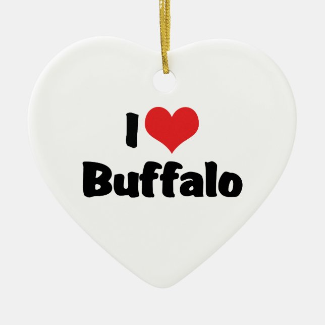 I Love Heart Buffalo Ceramic Tree Decoration (Front)