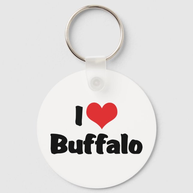 I Love Heart Buffalo Key Ring (Front)