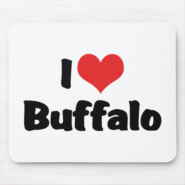 I Love Heart Buffalo Mouse Mat (Front)