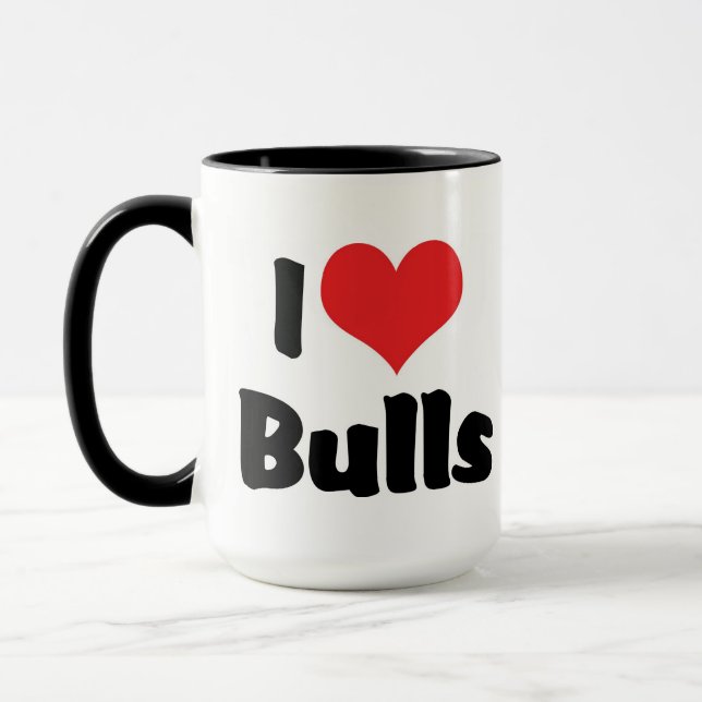 I Love Heart Bulls Mug (Left)