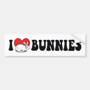 I Love Heart Bunny Rabbits Bumper Sticker