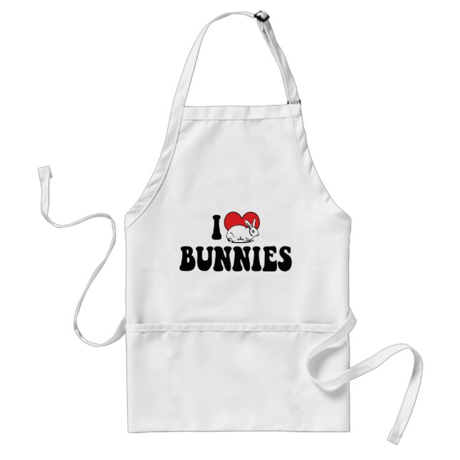 I Love Heart Bunny Rabbits Standard Apron (Front)