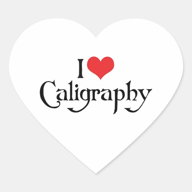 I Love Heart Calligraphy Sticker (Front)