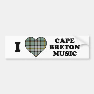 I Love Heart Cape Breton Music Tartan Bumper Sticker