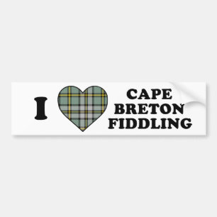 I Love Heart Cape Fiddling Tartan Bumper Sticker