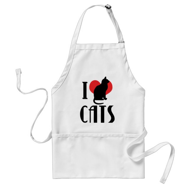 I Love Heart Cats - Cat Lover Standard Apron (Front)