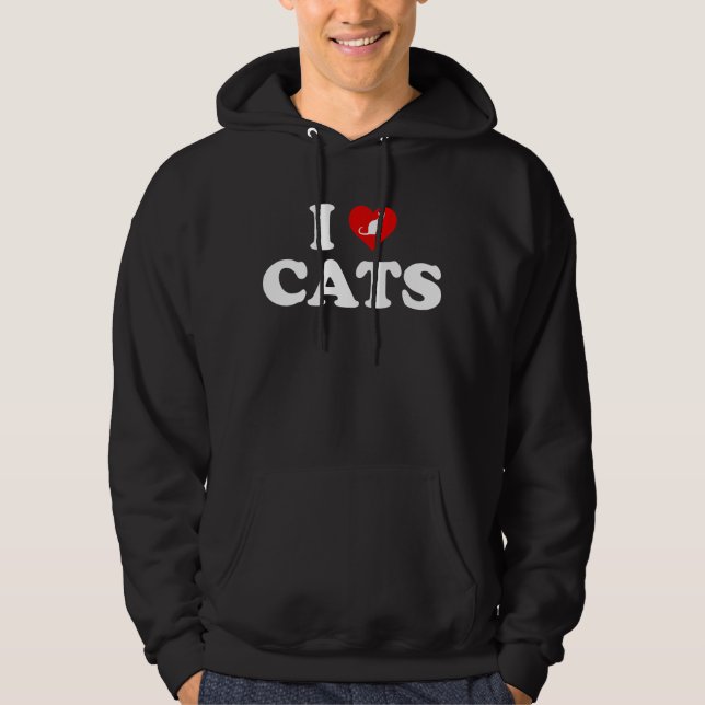 I Love (Heart) Cats Hoodie (Front)