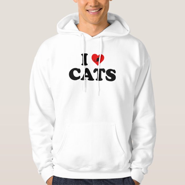 I Love (Heart) Cats Hoodie (Front)