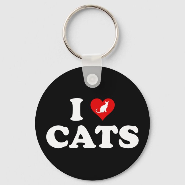 I Love (Heart) Cats Key Ring (Front)
