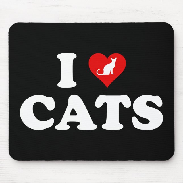 I Love (Heart) Cats Mouse Mat (Front)