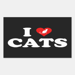 I Love (Heart) Cats Rectangular Sticker