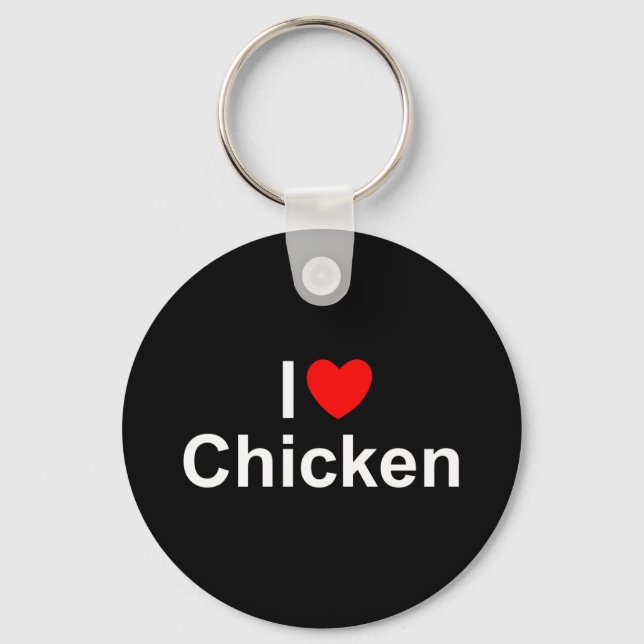 I Love (Heart) Chicken Key Ring (Front)