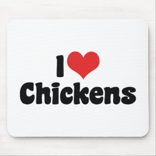 I Love Heart Chickens - Chicken Lover Mouse Mat