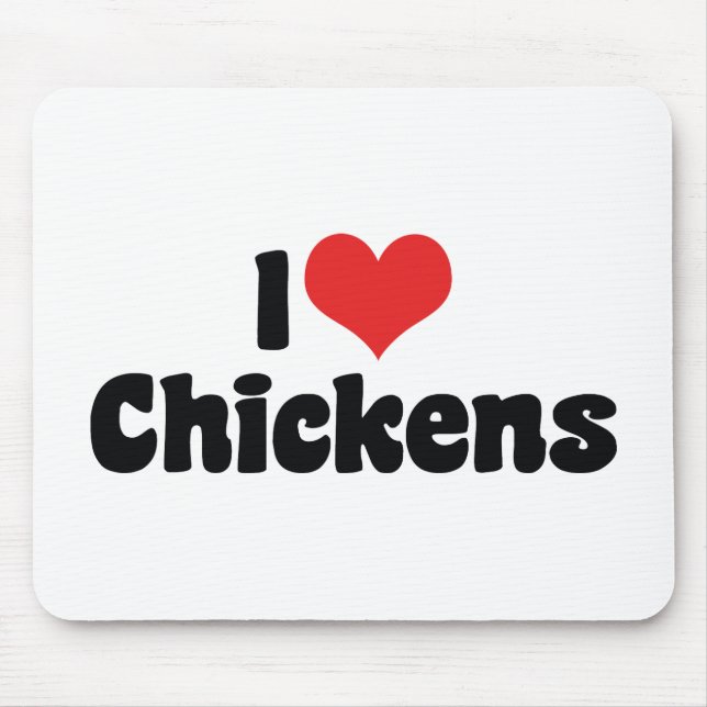 I Love Heart Chickens - Chicken Lover Mouse Mat (Front)