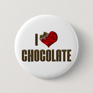 I Love Heart Chocolate - Candy Bar Cocoa Lover 6 Cm Round Badge