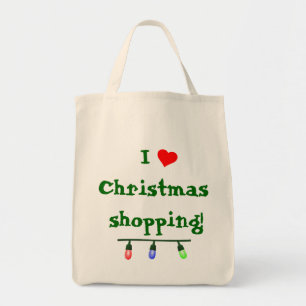 I Love (heart) Christmas Shopping Tote Bag