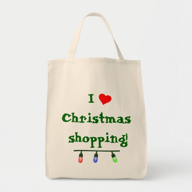 I Love (heart) Christmas Shopping Tote Bag (Front)