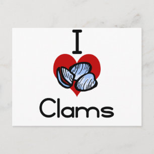 I love-heart clams postcard