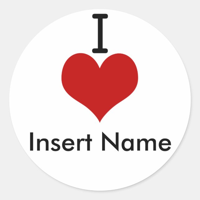 I Love (heart) Classic Round Sticker (Front)