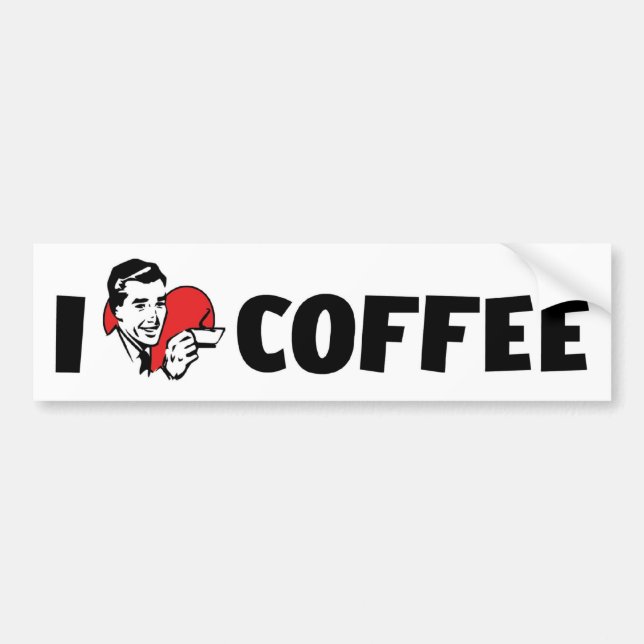 I Love Heart Coffee - Java Caffeine Lover Bumper Sticker (Front)