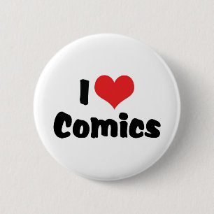 I Love Heart Comics - Comic Book Lover 6 Cm Round Badge