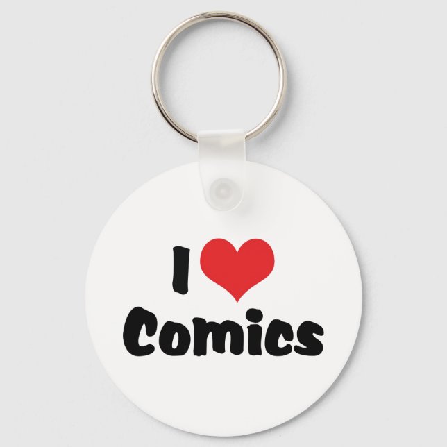 I Love Heart Comics - Comic Book Lover Key Ring (Front)