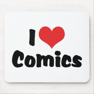 I Love Heart Comics - Comic Book Lover Mouse Mat