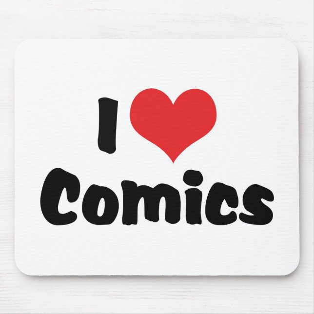 I Love Heart Comics - Comic Book Lover Mouse Mat (Front)