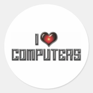 I Love Heart Computers - Electronics Lover Classic Round Sticker