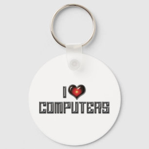 I Love Heart Computers Key Ring