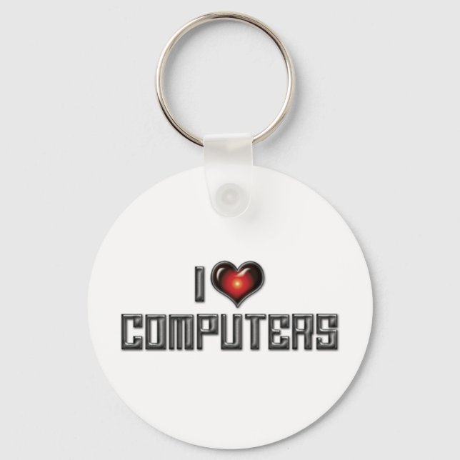 I Love Heart Computers Key Ring (Front)