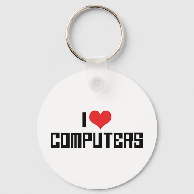 I Love Heart Computers Key Ring (Front)